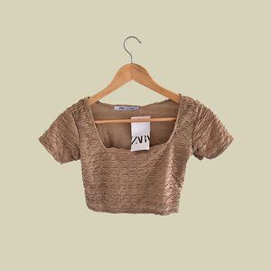 NWT Zara Brown Crop Top